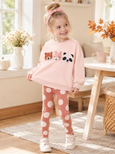 Image of Little Girls Clothes Sets - Cute Sweatshirts Top Shirt & Leggings 2 Piece Kids Fall Winter Outfits Toddler Clothing