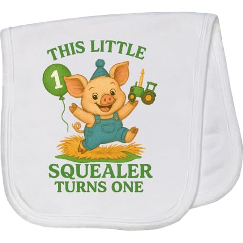 inktastic First Birthday Little Squealer Piglet Celebration Baby Burp Cloth White 45699