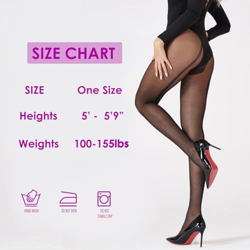 Image of Women's Glamorous Backseam Sheer Tights Black Letter Pattern Pantyhose Cross Line Dating Silk Stockings