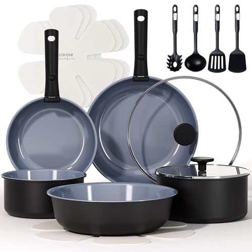 CAROTE 17PCS Ceramic Cookware Sets,...