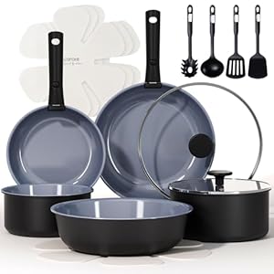 CAROTE 17PCS Ceramic Cookware Sets,...