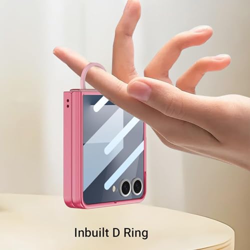 Image of Kapa Ultra Thin PC + D Ring Back Case for Samsung Galaxy Flip7 / Z Flip 7 |with [Inbuilt Glass] Shockproof Slim Hard Protective Cover (Red)