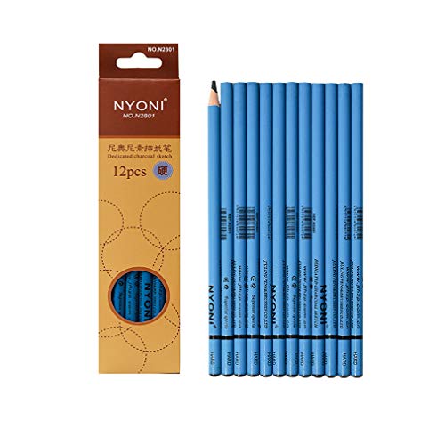 YYMIYU Sketch Charcoal Hard Professional Drawing Tool Set of 12 Charcoals