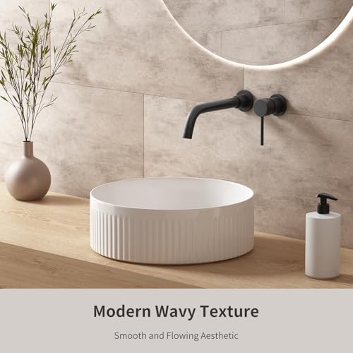 Évier de salle de bain rond en céramique blanche de 35cm pour vasque à poser - 4