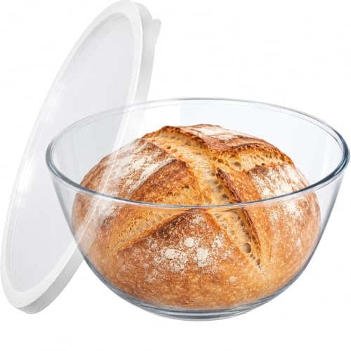 Bairuiin 4.7Qt Extra Large Glass Mixing Bowl for Sourdough Bread Making