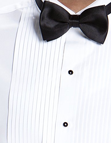Luxe Microfiber Men's Regular Fit 1/4 Inch Pleated Tuxedo Shirt, Wing Collar - Style Nick #TOP1