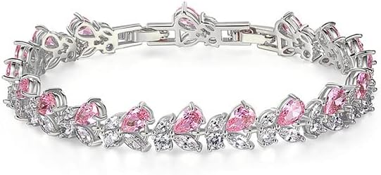 - 14K Gold Bohemian Crystal Bracelet for Women,Luxury Branch Shape Natural Pink Crystal Charm Bracelet,Fashion Bracelet Jewelry Gift for Her