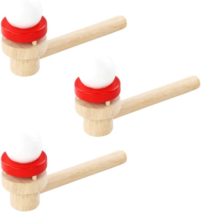ibasenice Wooden Ball Blower Floating Ball Toy 5.51 Inch for Kids Outdoor Play Develops Motor Skills Hand-Eye Coordination and Balance Family Leisure Game