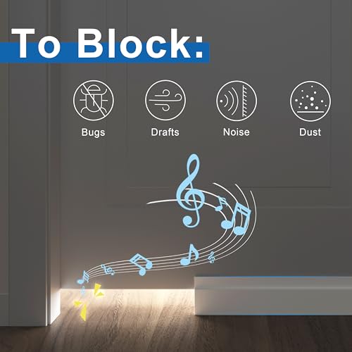 Door Draught Excluder,Door Draft Stopper,Draft Excluder for Doors,Quick Installation, Soundproofing, Fits Interior/Exterior Doors, Blocks Cold Air & Noise,2 Pack,White