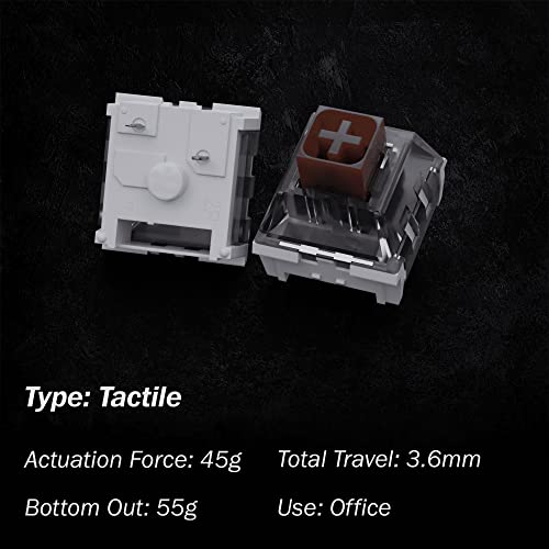 Kailh Box Mechanical Switches For Mx Mechanical Gaming Keyboard | 45G Force | Tactile | Plate Mounted | Smd 3 Pin Rgb Switches For Backlit Keyboard | (65 Pcs, Brown) #TOP1
