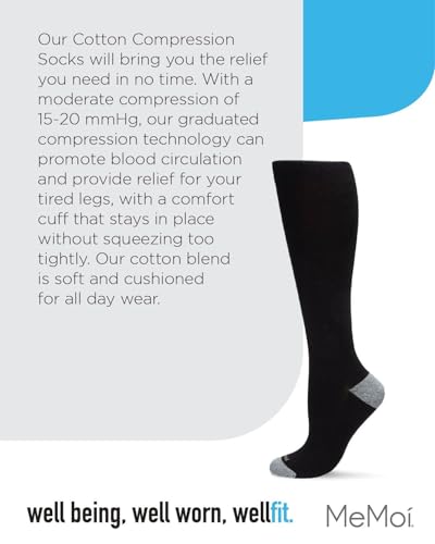 Image of MeMoi Wellfit Unisex Multi Striped Cotton Blend 15-20mmHg Graduated Compression Socks