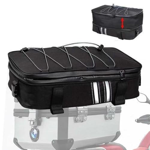 Alforja trasera para motocicleta, alforja ampliable para asiento trasero, equipaje para casco, mochila de viaje de doble uso miniatura 1