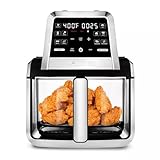 Gourmias 7-QT Fry ‘N Fold Digital Air Fryer - Compact, Foldable Design for Easy Storage, FryForce 360° Technology, 10 One-Touch Presets, EZ-View Glass Basket, Preheat & Turn Food Reminder