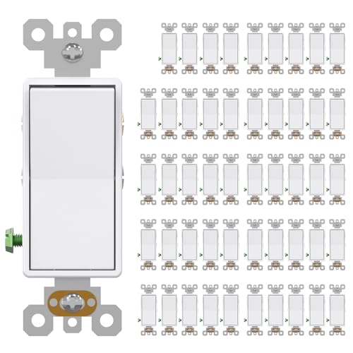 AIDA 50 Pack 4 Way Switch Decorative Light Switch, 15Amp, 120/277 Volt, 4 Way Decorative Light Rocker Switch Replacement, Self-Grounding, Residential and Commercial Grade, UL Listed