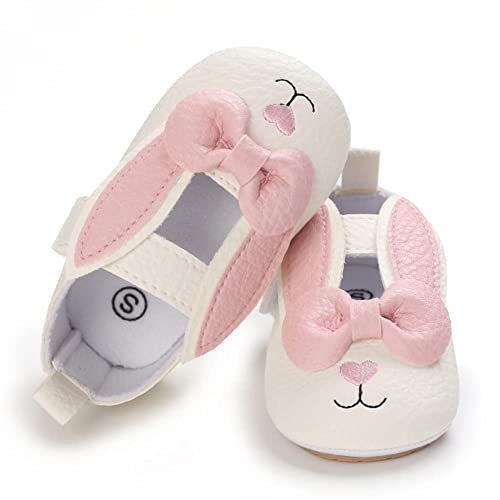 Toddler Baby Girls Mary Jane Flat Shoes Easter Cute Bunny Shoes Anti-Slip Soft Sole Moccasins Shoes First Walker Shoes White, 12-18 Months Wide Infant #TOP5