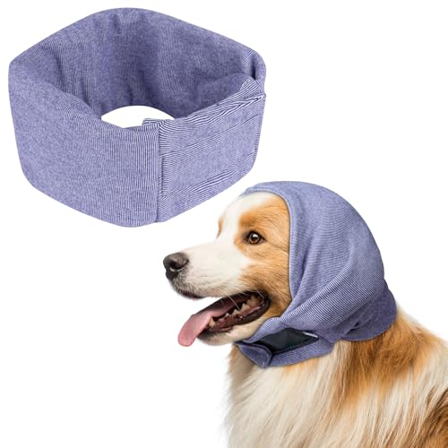 Aomig Ohrenschützer für Hunde - Verstellbare Hundemütze mit Stretchbändern, Gehörschutz, Kopfwickel und Halswärmer (Lila, M)