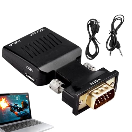 Genérico Adaptador VGA a HD - Fuente VGA A Pantalla HD | Alta Velocidad Compacto 1080P Plug and Play con Cable para Proyector y Presentaciones