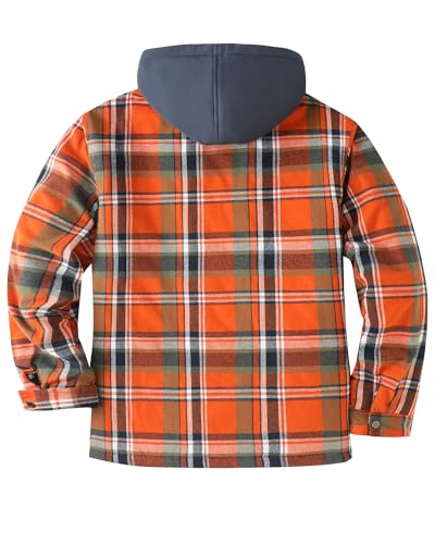 Image of Mens Flannel Jacket with Hood Thicken Quilted Lined Flannel Shirt Jackets for Men
