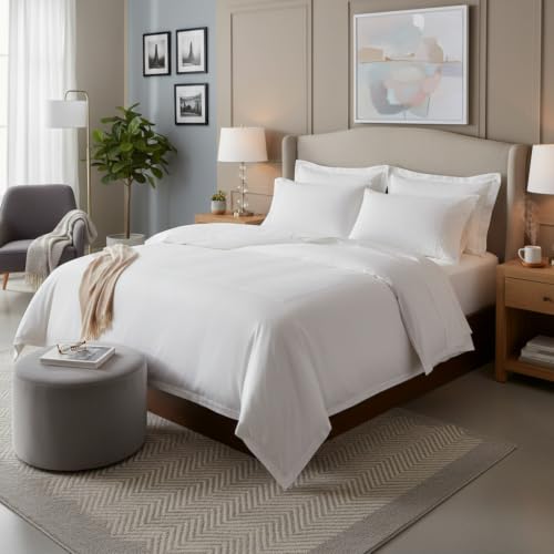 Image of Duvet Cover Set Single Size Bed (60x92 Inch) 1 Duvet Cover + 2 Pillow Covers with Zipper 400 TC Microfiber Luxurious Quilt, Comforter, Rajai, Dohar Blanket Cover (White)
