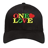 Rasta One Love Men Women Cotton Hat Adjustable Strapback Baseball Cap Black
