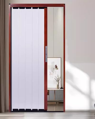 Porte accordéon verrouillable blanche avec rail de guidage rouge résistant - 2