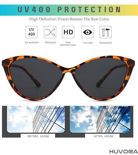 Image of WAVE Cat Eye UV400 Protection Sunglasses for Women Stylish - Chic UV Protected Retro Woman Shades - Korean Designer Trendy Branded Metal Hinge Frame - Cateye Goggles
