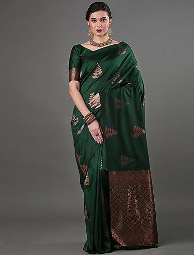 Image of Flosive Women's Dark Color Kanjivaram Silk Saree With Weaving Work