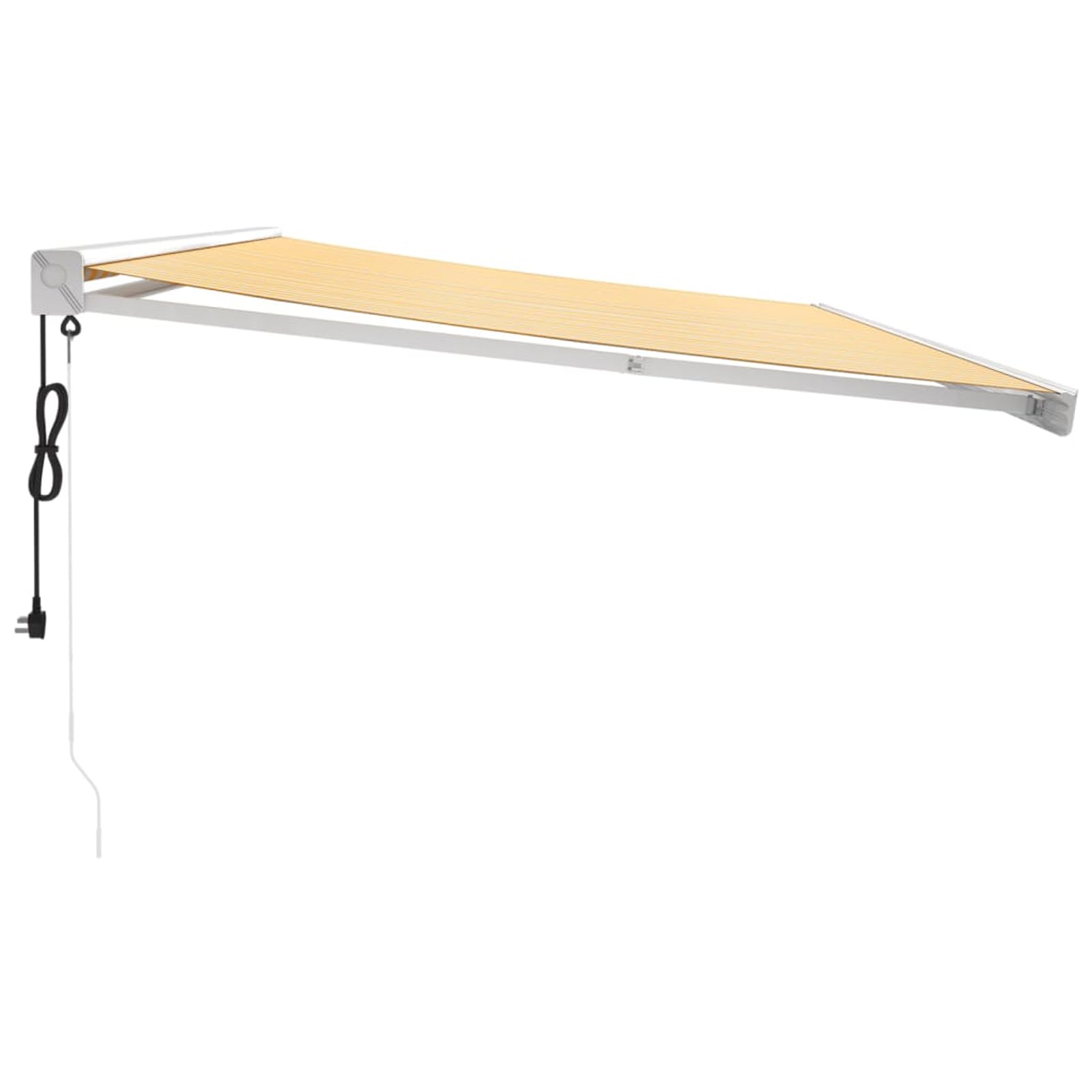 Tenda da sole retrattile 5 x 3 m, giallo-bianco, tessuto in poliestere con rivestimento in PU e telaio in alluminio verniciato a polvere, per terrazza, balcone, caffetteria