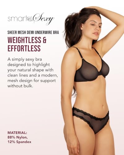Image of Smart & Sexy Women's Sheer Mesh Demi Underwire Bra - See Through Bras