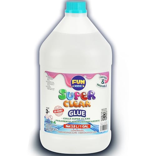 Super Clear Glue 1 Gallon, FunKidz All Purposes School Home Projects Liquid Glue Great for Slime Making Supplies Washable Non-Toxic Use for Arts & Crafts Wood Paper Cardboard