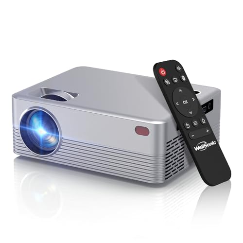 Image of Native 1080P Mini Projector, Real 240 ANSI Lumens, Easy Dust Cleaning Design, Quiet Cooling System, Dual USB & HDMI, Adjustable Metal Stand