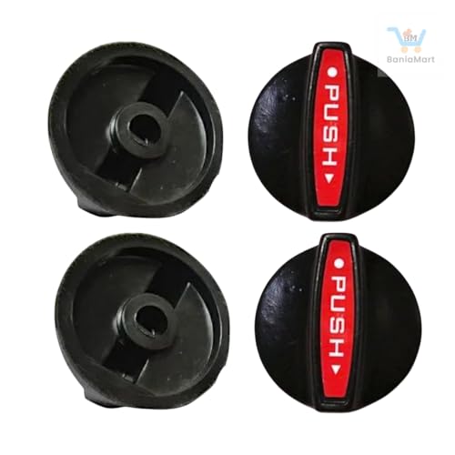 Image of Gas StovePVC Regular Knobs Set | Plastic Gas Stove Knob Set | Manual Ignition Buttons, Compatible with All Gas Chulhas | Black, Set of 5