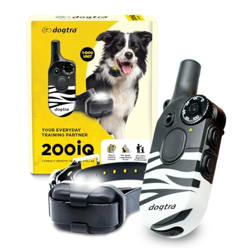 Image of Dogtra 200iQ Remote Training E Collar - 100 Levels, Tone, Vibration, 1 /2 Mile Range - Compact, Waterproof, One-Handed Control for Dogs 10 lbs+ - Lightweight Design for Daily Training - Zebra