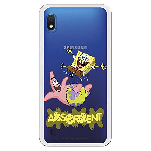 Funda para Samsung Galaxy A10 Oficial de Bob Esponja Personajes Absorbente para Proteger tu móvil. Carcasa para Samsung de Silicona Flexible con Licencia Oficial de Nickelodeon.