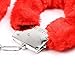 JUNHAOLIU Stainless Steel O-Ring Fluffy Plush Wrist Ankle Straps Soft Adjustable Unisex Fuzzy Bracelets Cozy Faux Fur Accessories (Red)