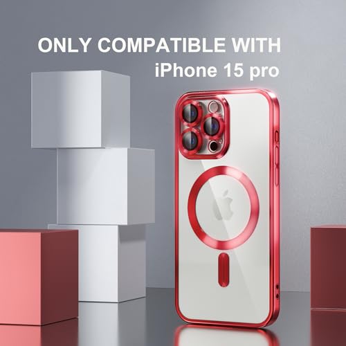 Image of Misea Magnetic for iPhone 15 Pro Case Compatible with MagSafe Red