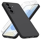 jrester Funda para Samsung Galaxy S26 5G con Tres Cristal Templado Protector de Pantalla, Negro Marco de TPU Flexible + Carcasa Trasera de PC rígida para Samsung Galaxy S26 5G