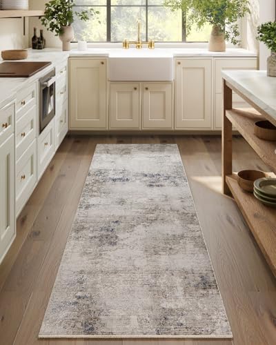 Machine Washable Kitchen Runner Rug: 2'6"x8' Stain Resistant Rug Runners Abstract Non Slip Floor Rug with Rubber Backing Non Shedding Soft Carpet Runners for Hallway Indoor Entryway Bedroom Bedside