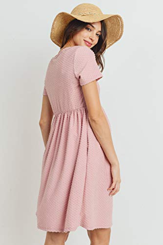 Hello Miz Women's Maternity Empire Waist Casual Dress, Mauve Dot, Small #TOP2
