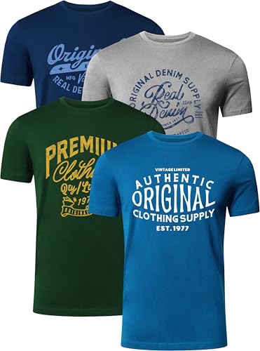 Catálogo de Playeras Full Print los 5 más buscados. 41 Full Time Sports PRINT-002 - Pack de 4 Camisetas para Hombre, 100% algodón, Estampadas, P2., G