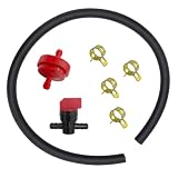Universal 63,5cm Gewebe-Benzinschlauch 6mm (1/4") Set passend für Briggs Stratton MTD Cub Cadet Toro, inkl. Benzinhahn 0.6cm, Benzinfilter 6mm & 4 Klemmen für Rasenmäher Rasentraktor