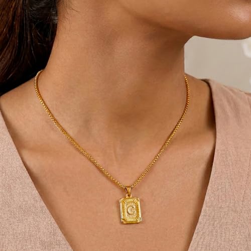 Image of Rubans Demi Fine Stainless Steel Alphabet Pendant CZ Gift for Women & Girls