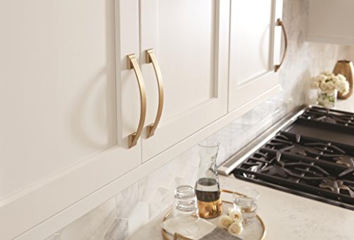 Image of Amerock | Cabinet Pull | Golden Champagne | 6-5 /16 inch (160 mm) Center to Center | Candler | 1 Pack | Drawer Pull | Drawer Handle | Cabinet Hardware