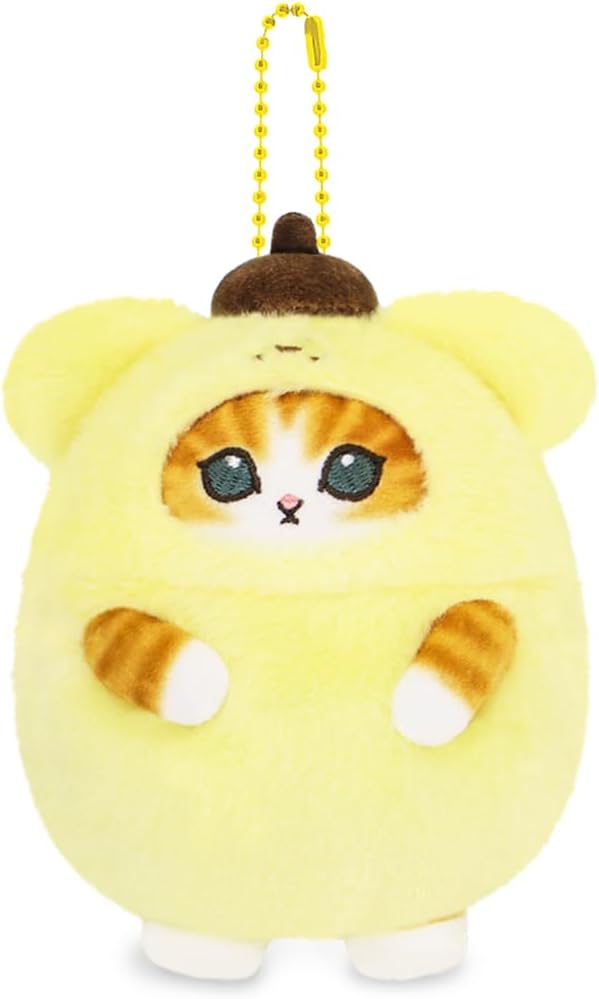 Cute Cat Plush Keychain – Soft Plush Pendant, Great Gift for Boys and Girls (Yellow, Sitting)