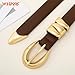 WHIPPY Women Skinny Leather Belt for Jeans Pants Dresses Ladies Fashion Waist Belt with Shiny Gold Buckle,Coffee Gold,S