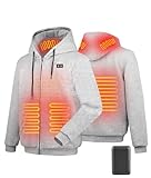 Heated Hoodie with 7.4V 12000mAh Battery Pack, Upgraded Heated Sweatshirt for Men and Women with 6 Heating Zones