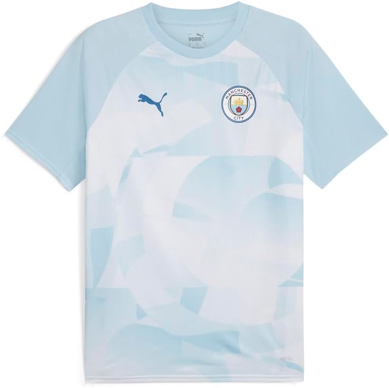PUMA Mens Mcfc Pre Match Crew Neck Short Sleeve Jersey Casual - Blue - Size XXL