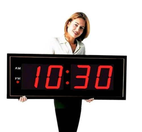 Large Digital LED Clock - Giant 8" Numeral Red LED Wall Clock With Remote Control