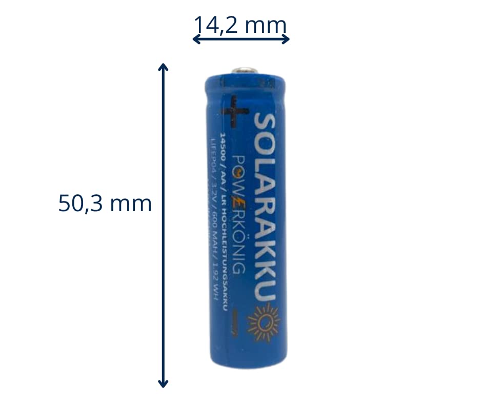 SOLAR Mignon AA Akkus - wiederaufladbare Batterien - 3,2V 1,92Wh LiFePo4 Hochleistungs- Akku Batterie speziell für Solarlampen Solar Lichterkette Solarleuchte Leuchte, 16 Stück in Einer Plastikbox