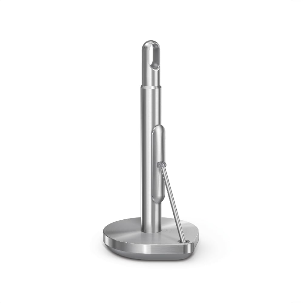 simplehuman Braccio di tensione porta rotolo da cucina, autoportante, facile da strappare, base ponderata resistente (adatto per rotoli da cucina da 23-28 cm), acciaio inossidabile spazzolato, KT1203